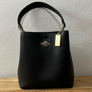 Coach Black Pebble Leather Small Town Bucket Bag